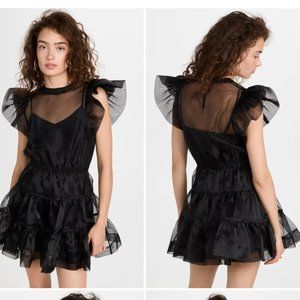 SIMKHAI Monique Organza Ruffle Sleeve Mini Dress